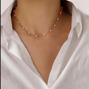 Gold and White Minimalist Choker Necklace